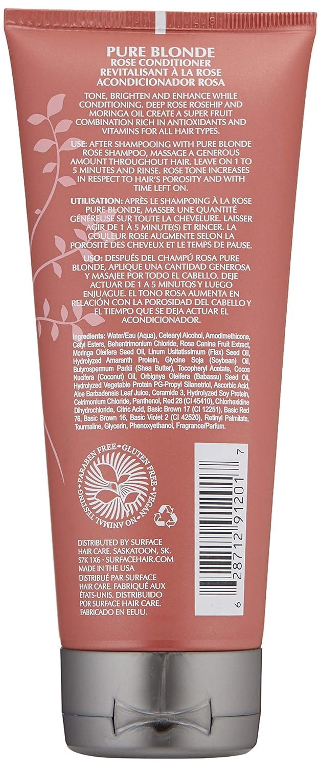 Surface Hair - Pure Blonde Rose Conditioner -Tones, Brightens & Protects Hair - 7 fl oz